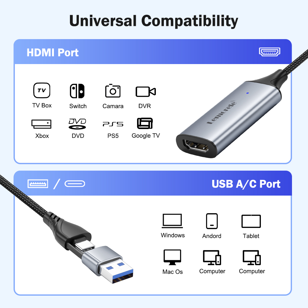 بطاقة التقاط الفيديو Lemorele  - مراجعة Usb C To Hdmi وسعره