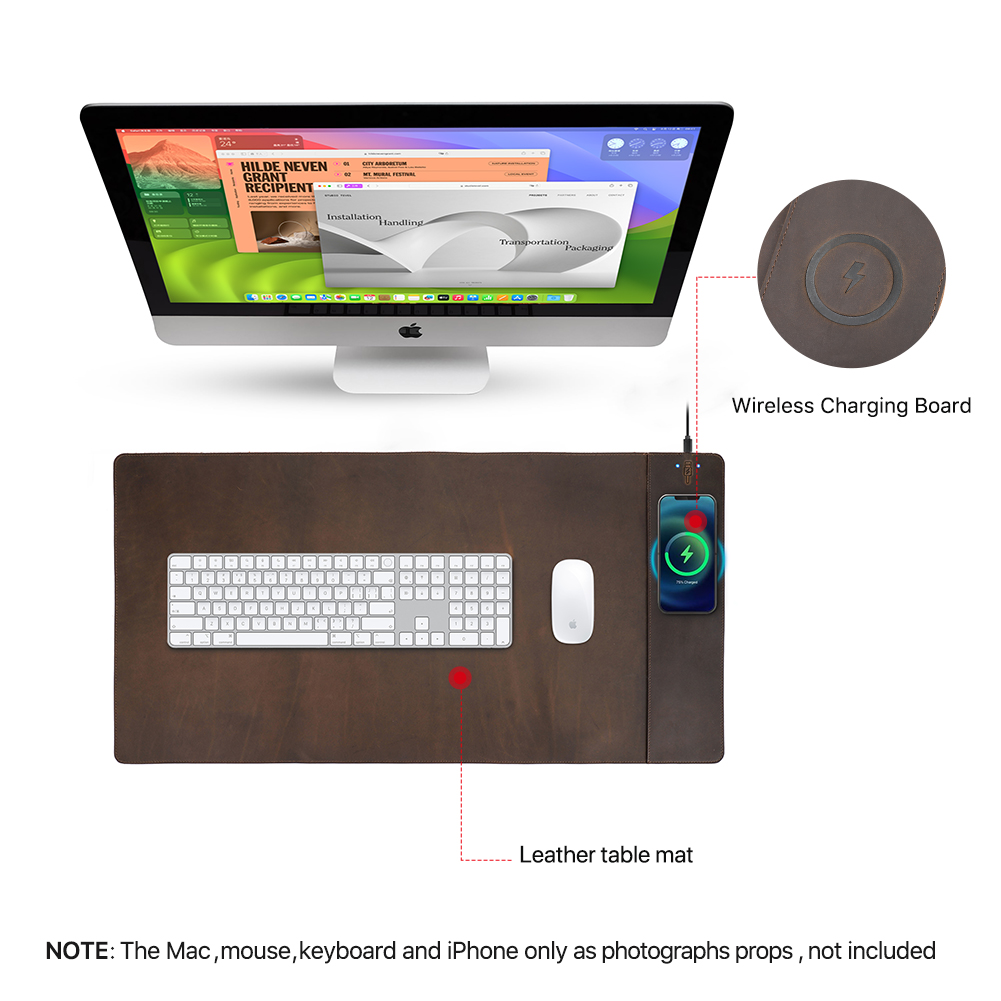 لوحة ماوس من الجلد الطبيعي مع  - مراجعة Mouse Charging Pad وسعره